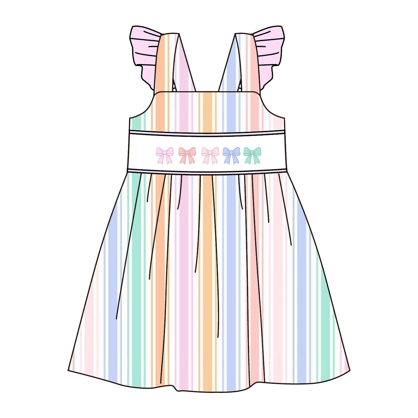 （Pre Order）Siblings Spring&Summer Bow Embroidery Smocked Dress,Set&Romper