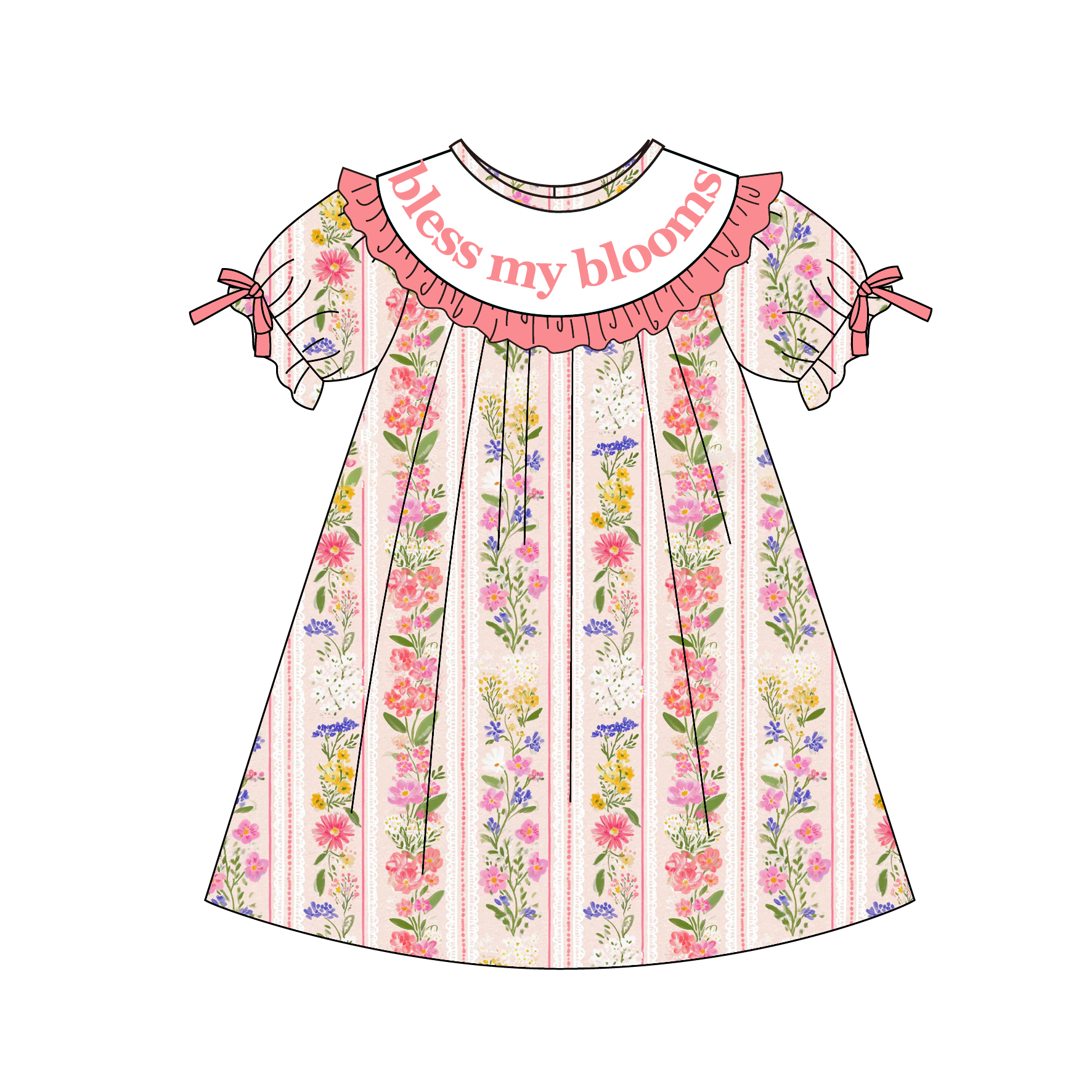 （Pre Order）Sisters Spring&Summer"bless my blooms”Embroidery Smocked Dress&Romper