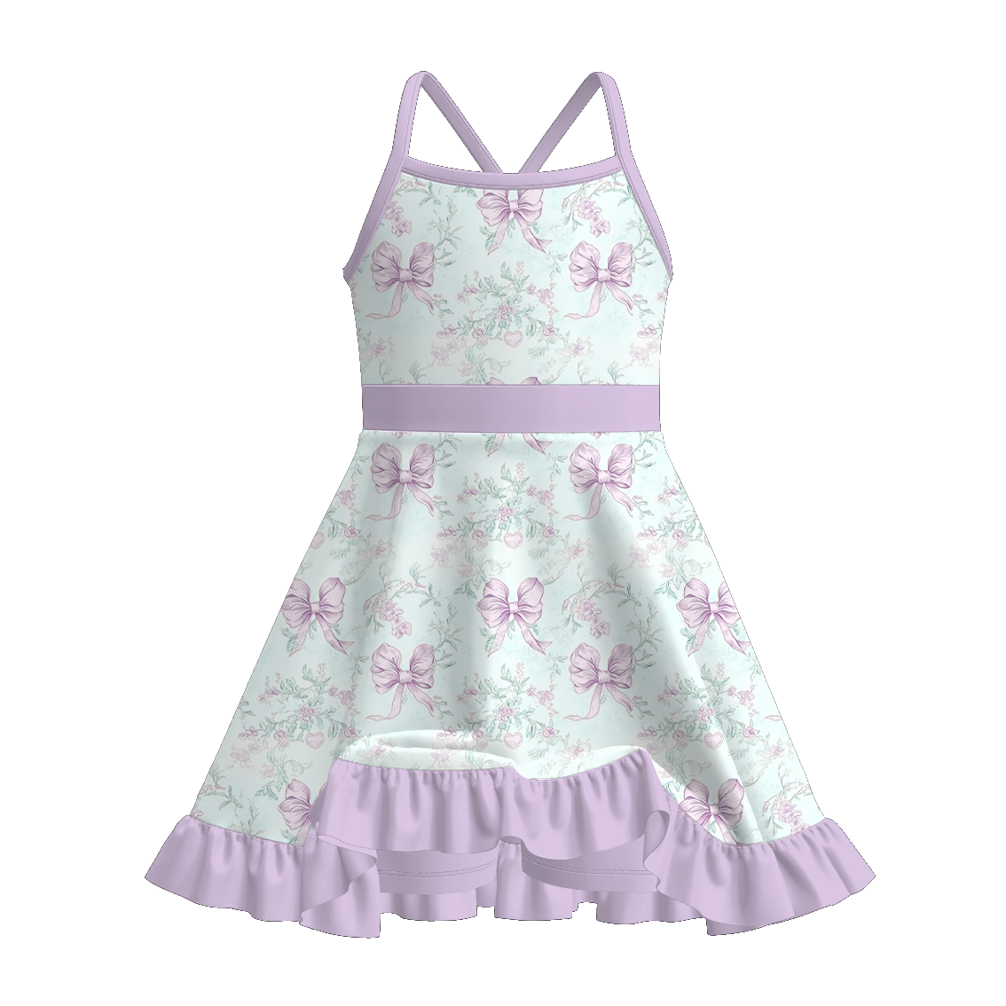 （Pre Order）Family Spring&Summer Bow Print Dress,Set&Romper