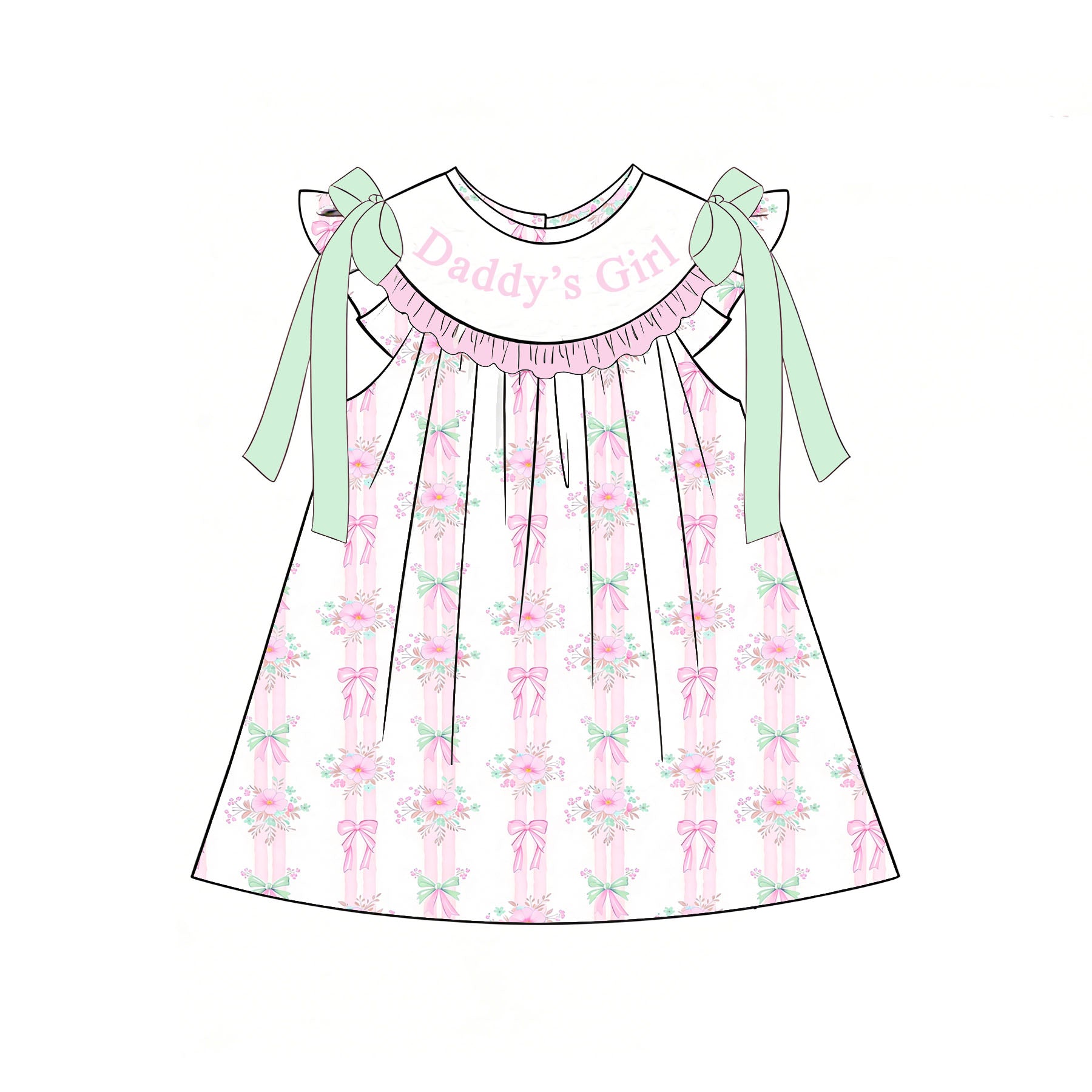 （Pre Order）Siblings DADDY'S GIRL&BOY Embroidery Smocked Dress,Set&Romper