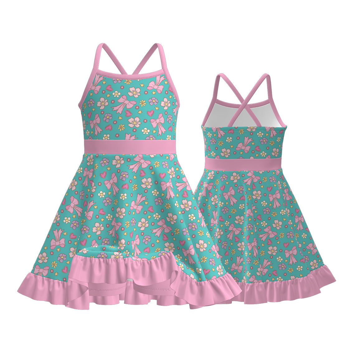 （Pre Order）Sisters Spring&Summer Bow Print Dress,Set&Romper