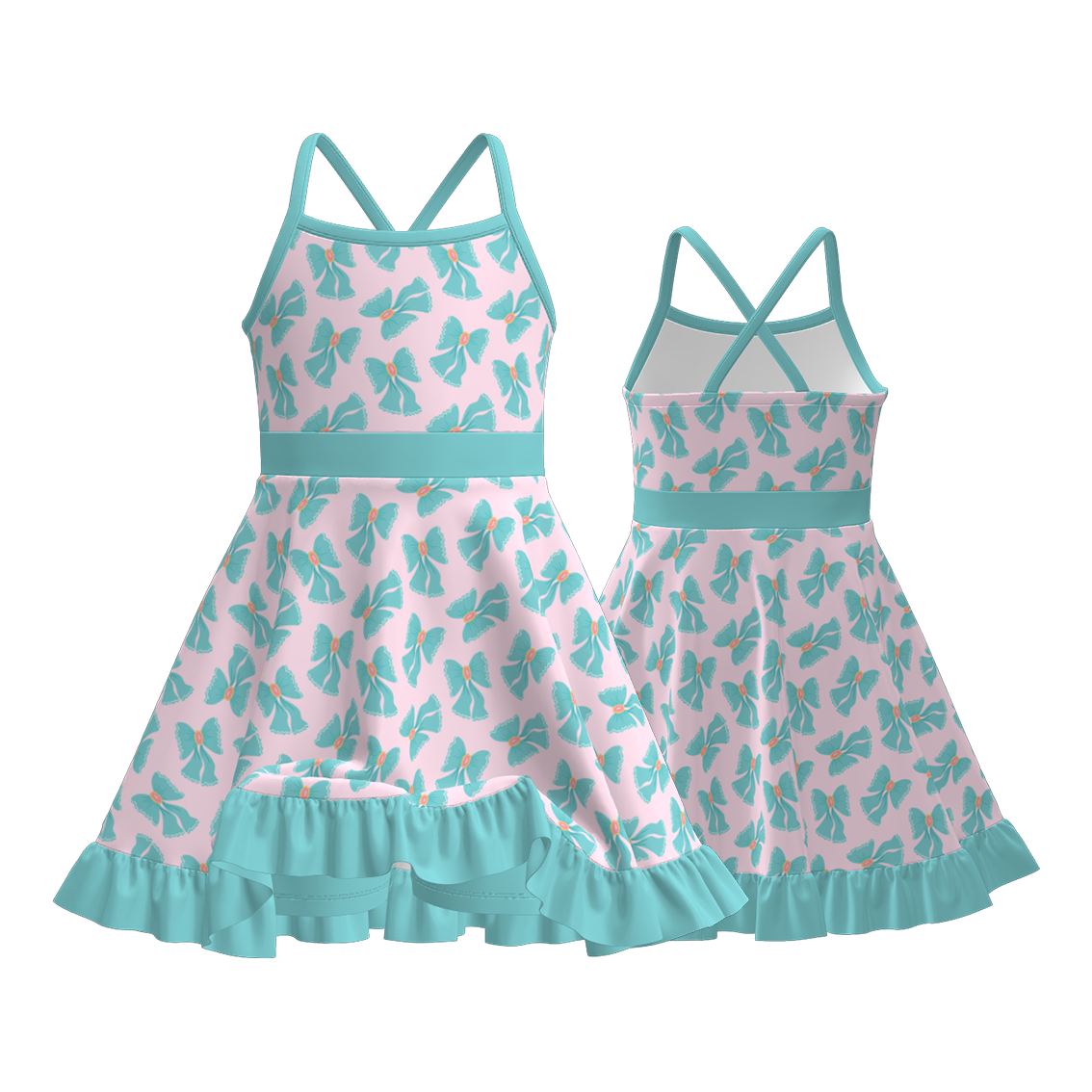 （Pre Order）Sisters Spring&Summer Bow Print Dress,Set&Romper