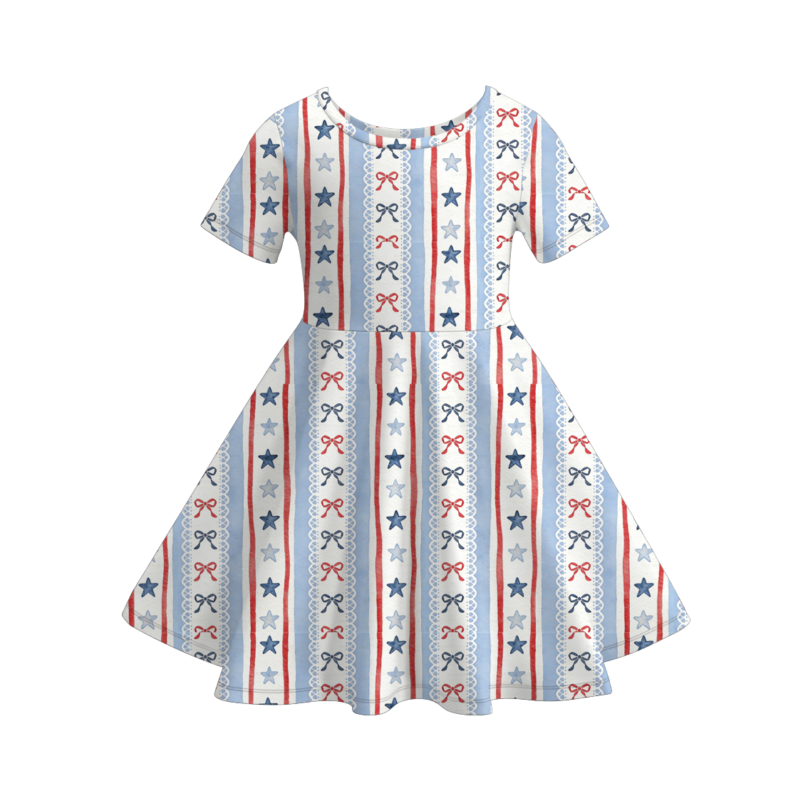 （Pre Order）Family Summer Patriotic Print Dress,Set&Romper