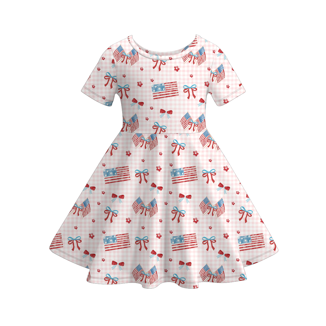 （Pre Order）Family Summer Patriotic Print Dress,Set&Romper