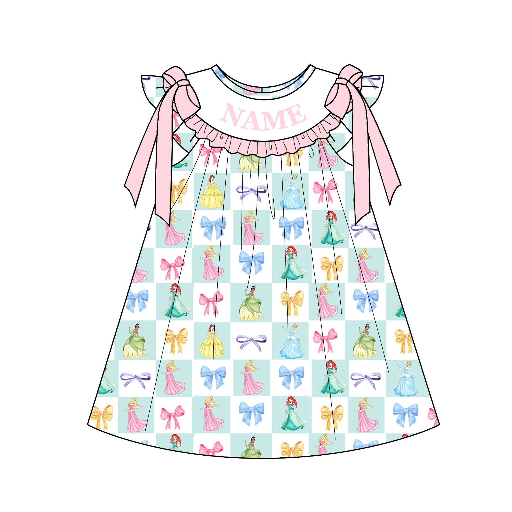 （Pre Order）Sisters Spring&Summer Princess Embroidery Smocked Dress,Set&Romper-Customized name