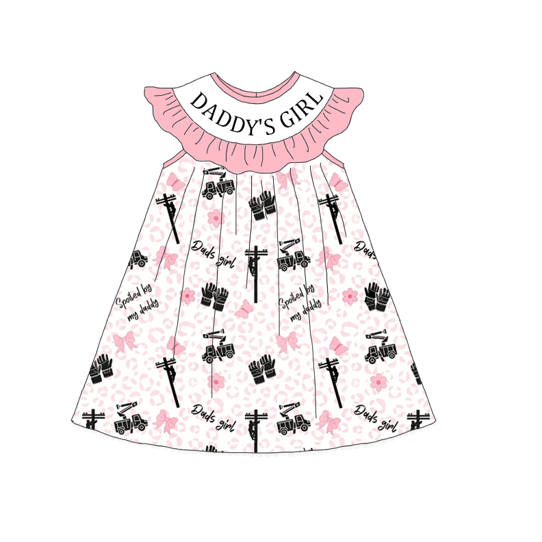 （Pre Order）Sisters DADDY'S GIRL Embroidery Smocked Dress&Romper-Customized name