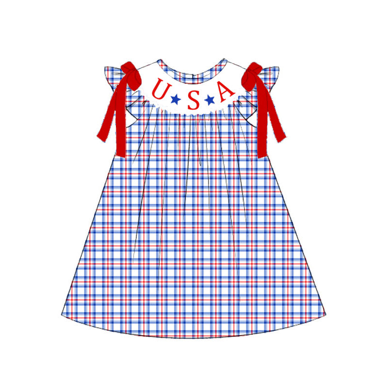 （Pre Order）Siblings Patriotic Embroidery Smocked Dress,Set&Romper