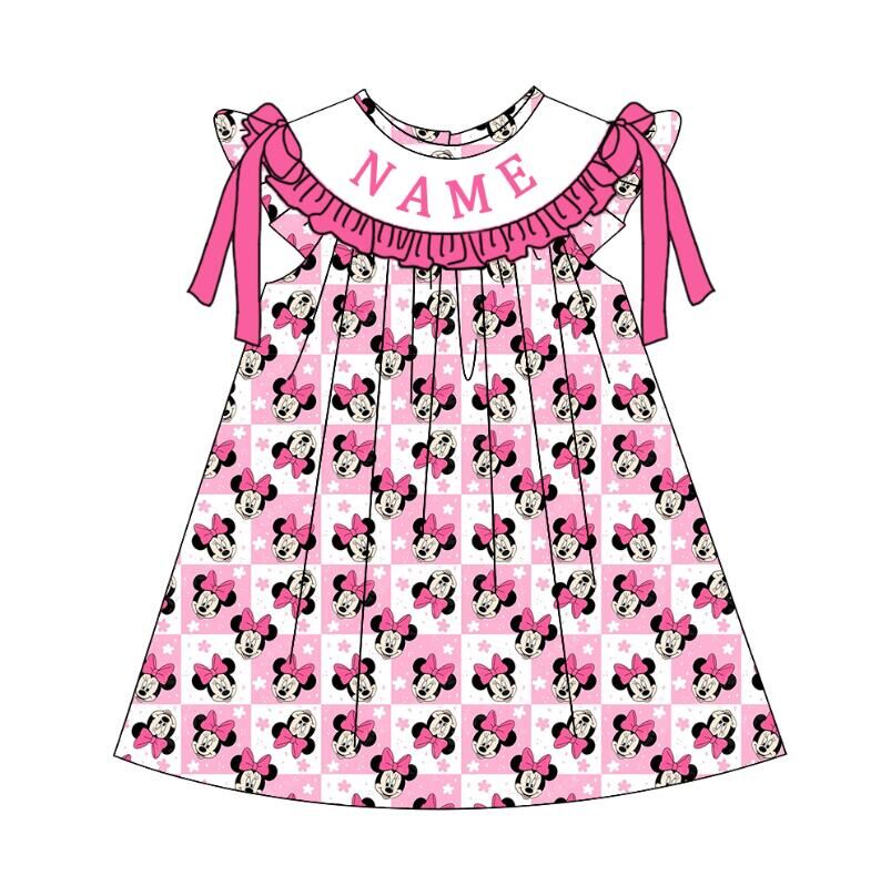 （Pre Order）Sisters Spring&Summer Cartoon Embroidery Smocked Dress,Set&Romper-Customized name