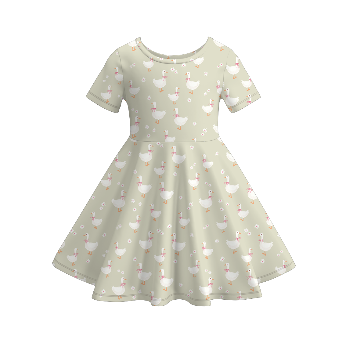 （Pre Order）Girls Spring&Summer Goose Print Dress