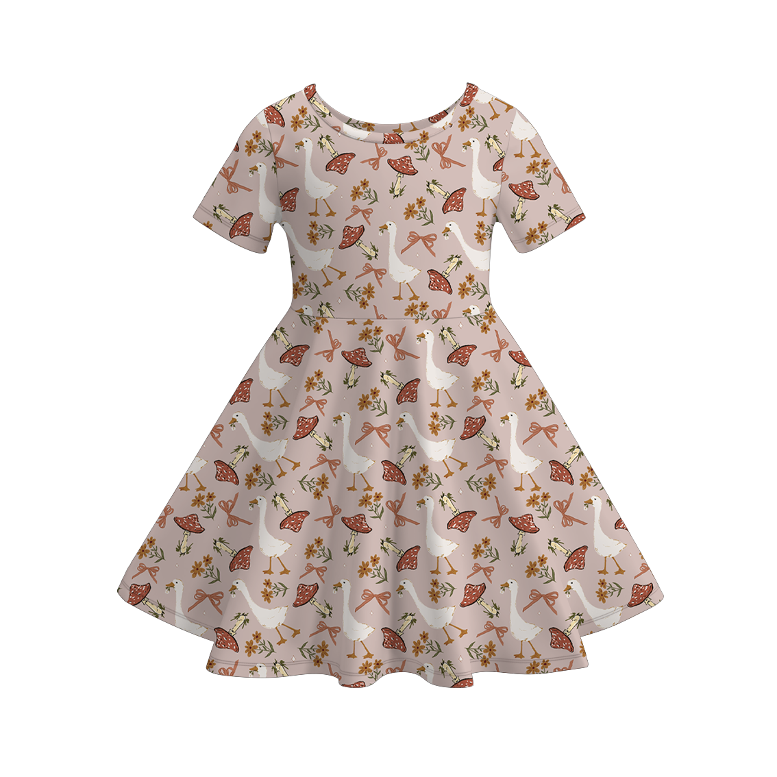（Pre Order）Girls Spring&Summer Goose Print Dress