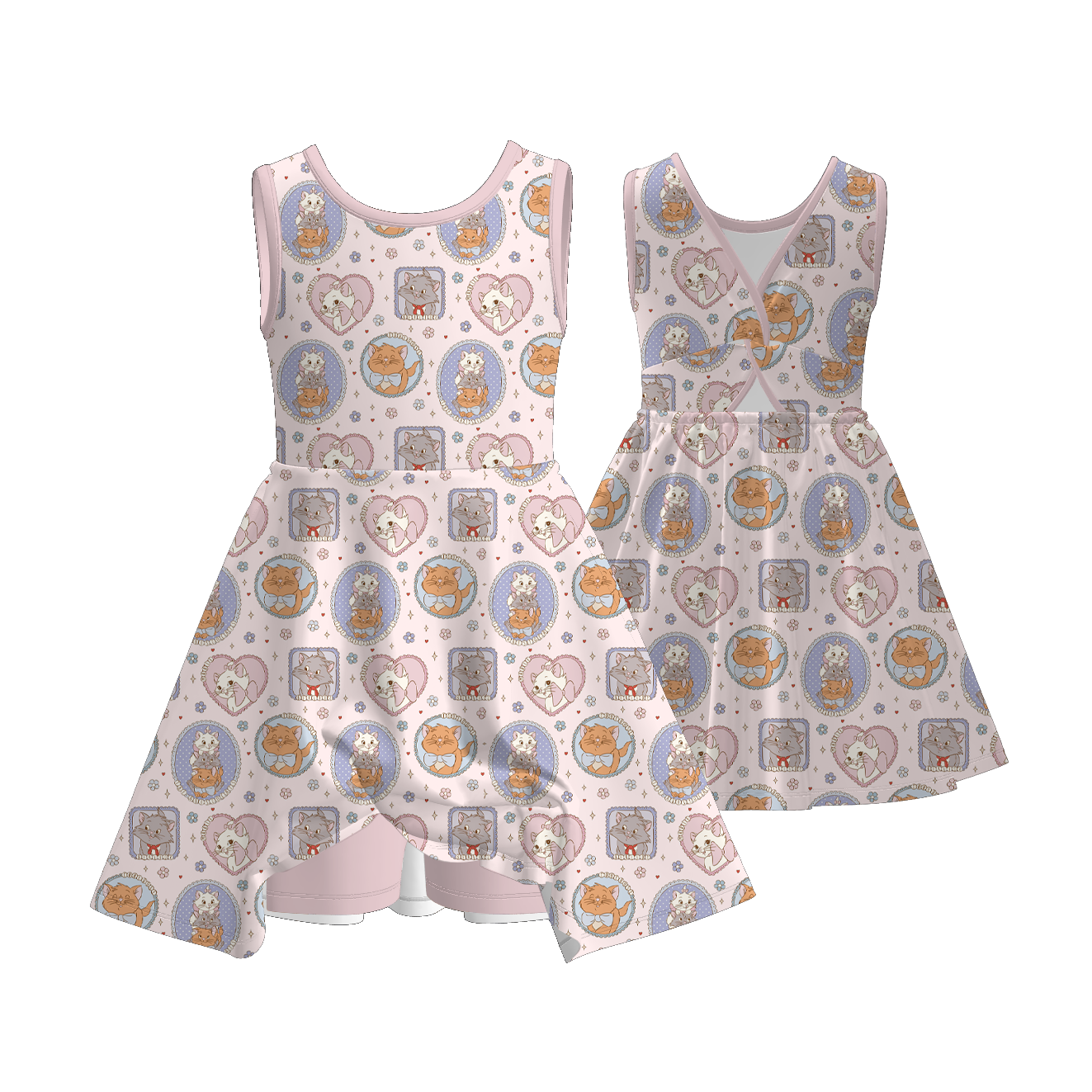 （Pre Order）Sisters Spring&Summer Kitty Print Dress,Set&Romper