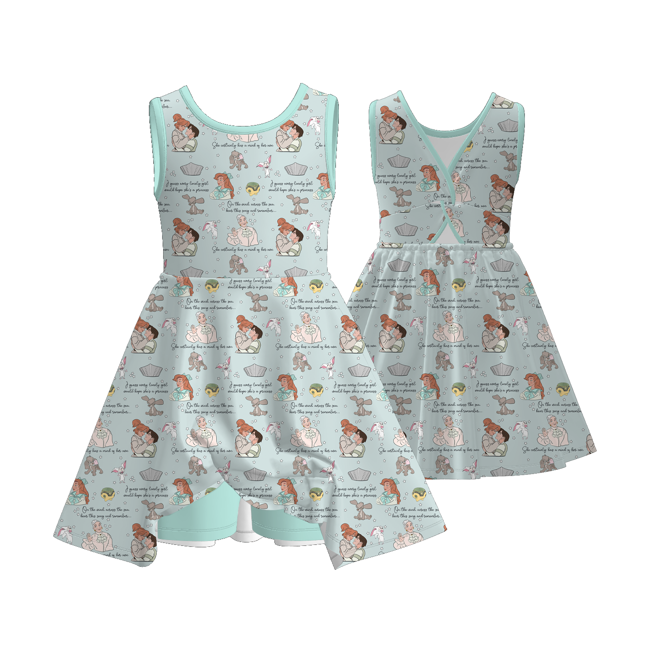 （Pre Order）Girls Spring&Summer Princess Print Dress,Set&Pants