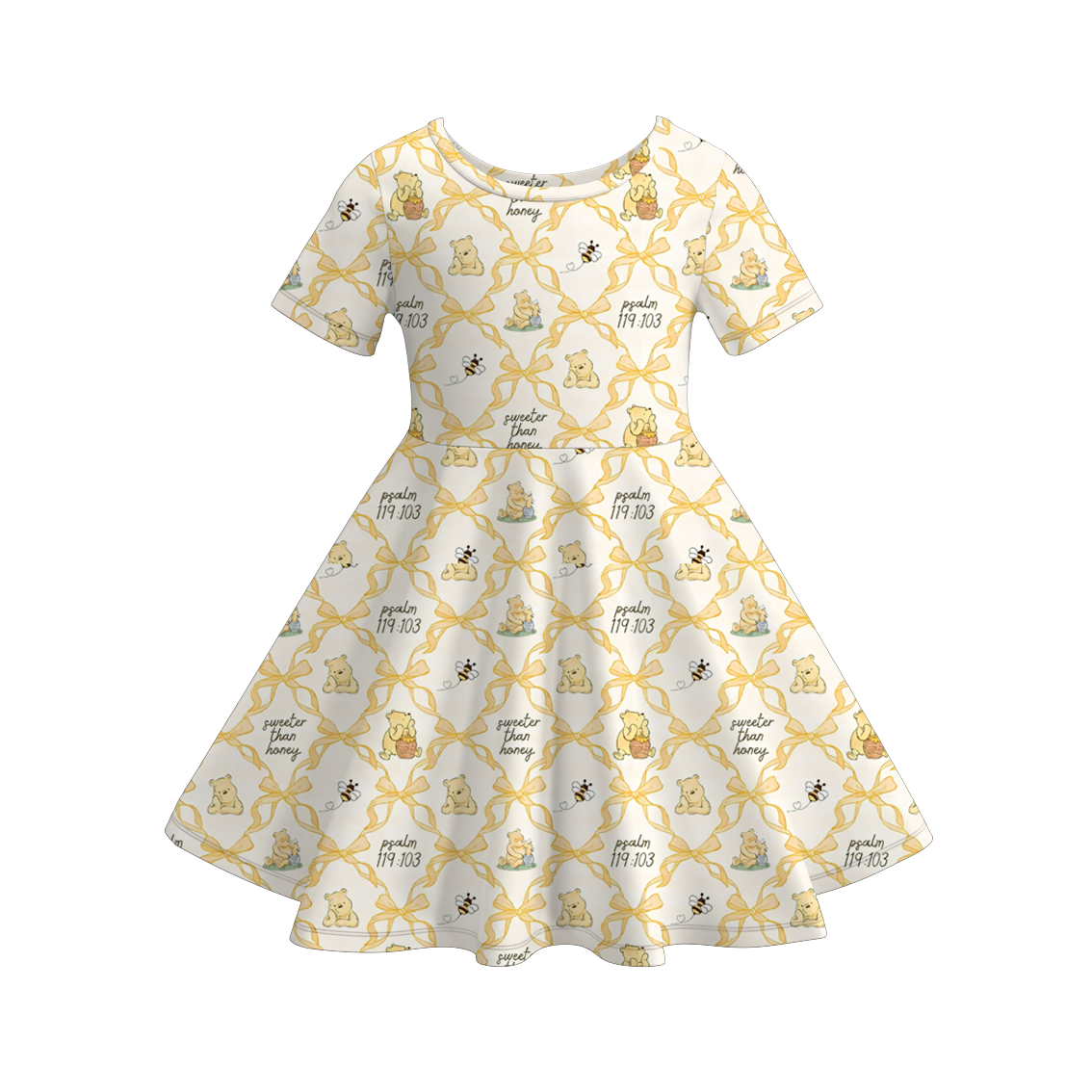 （Pre Order）Sisters Spring&Summer Cartoon Bear Print Dress,Set