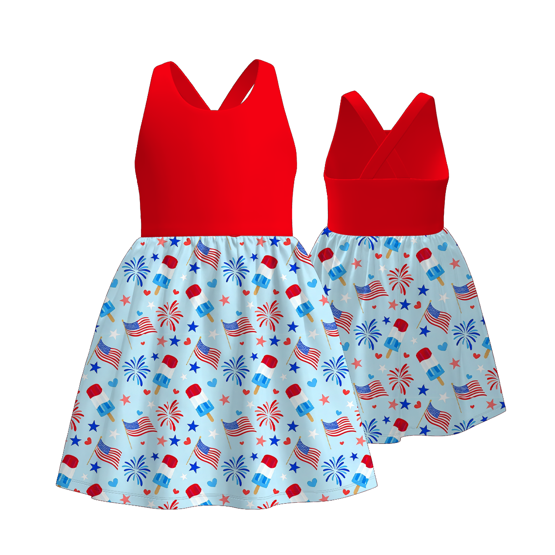（Pre Order）Family Patriotic Print Dress,Set&Top