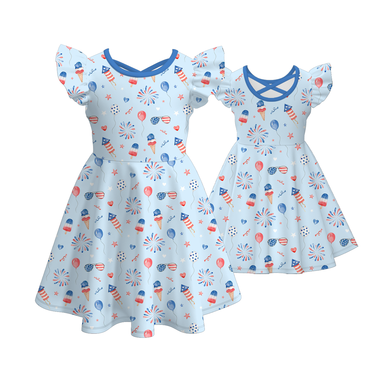 （Pre Order）Sisters Patriotic Print Dress&Romper