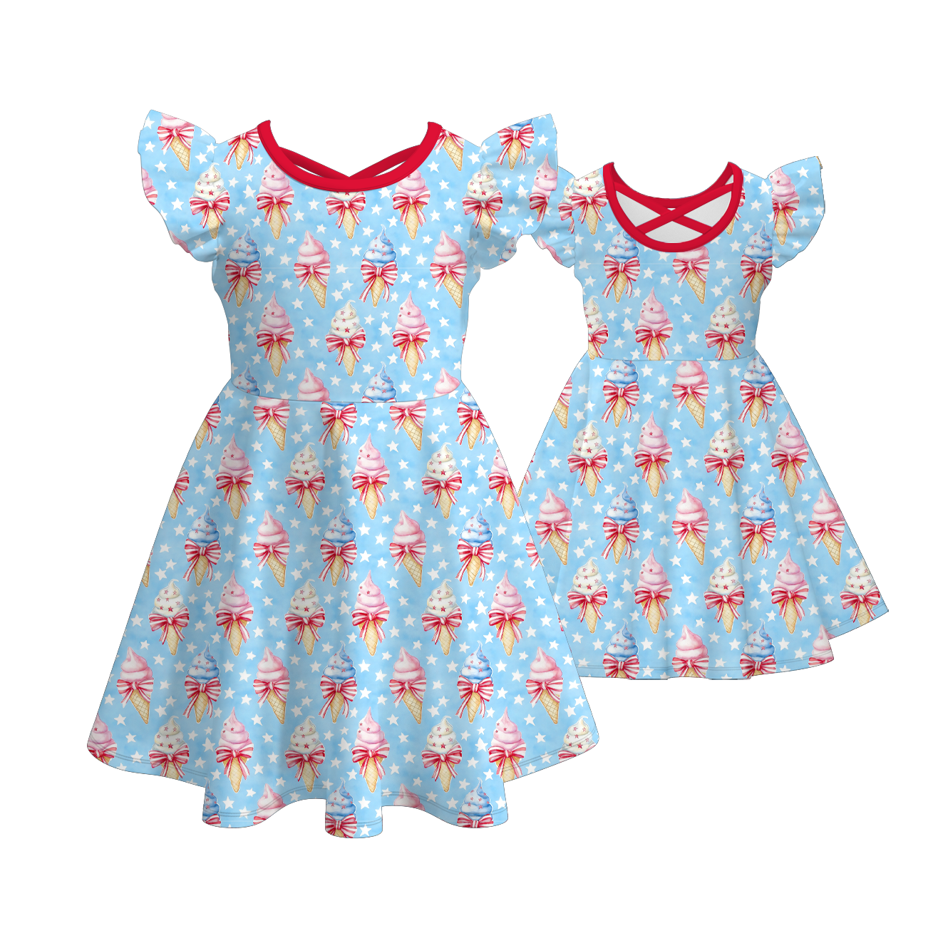 （Pre Order）Sisters Patriotic Print Dress&Romper
