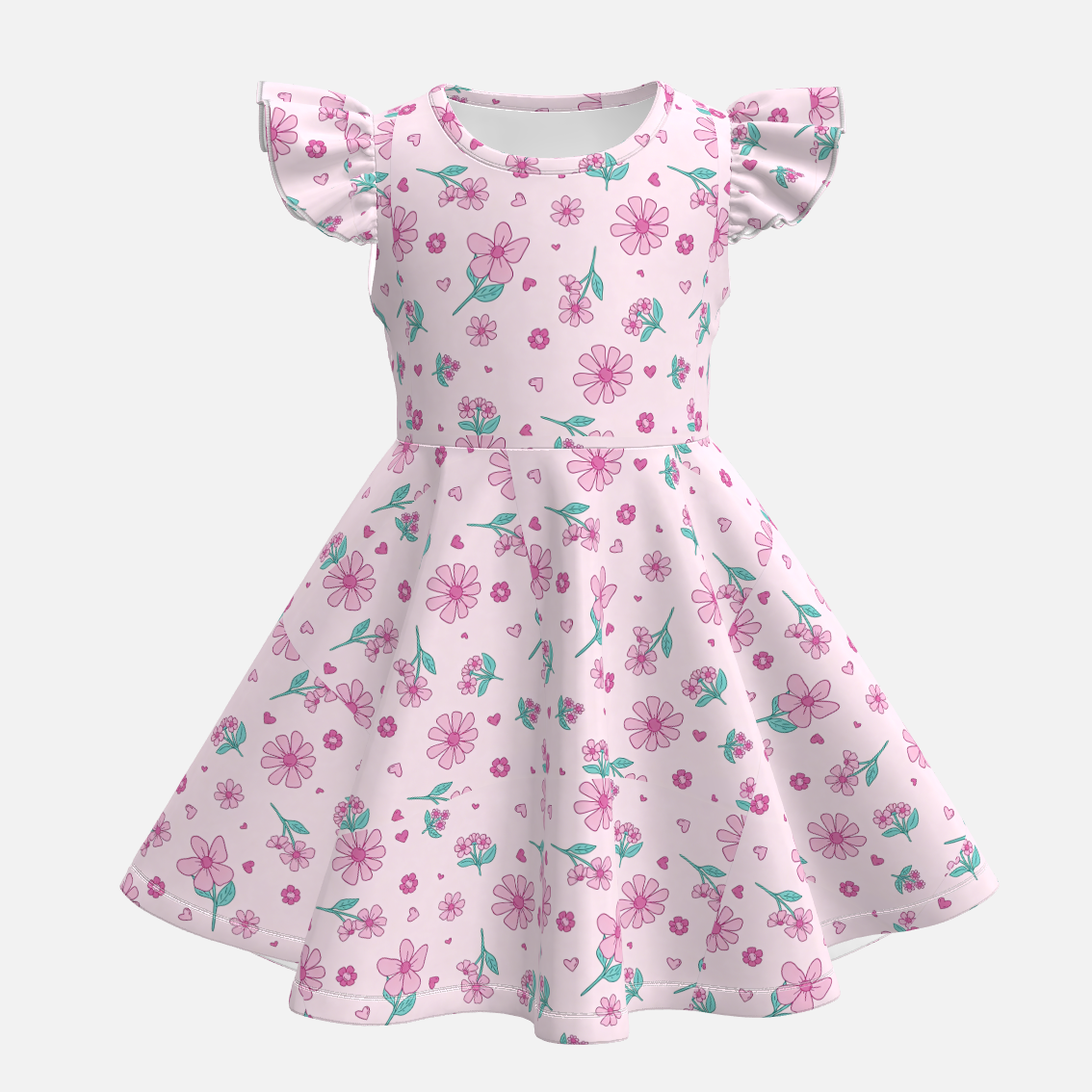 （Pre Order）Girls Spring&Summer Floral Print Dress