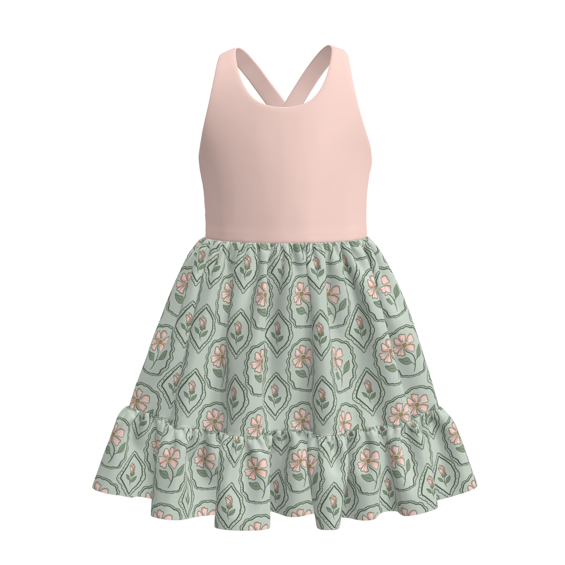（Pre Order）Girls Spring&Summer Floral Print Dress