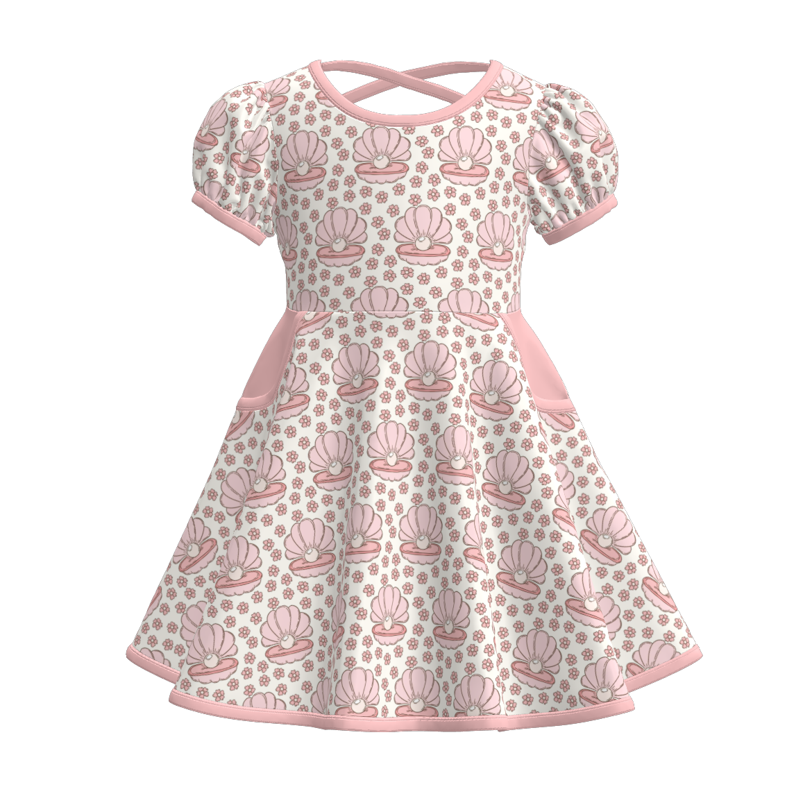 （Pre Order）Girls Spring&Summer Sea Shell Print Dress&Set