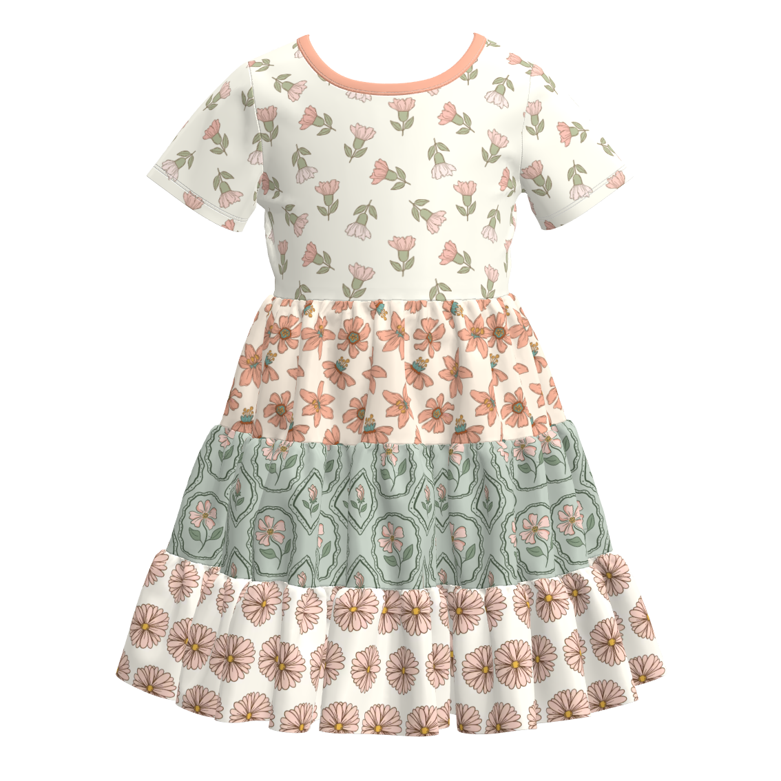 （Pre Order）Girls Spring&Summer Floral Print Dress