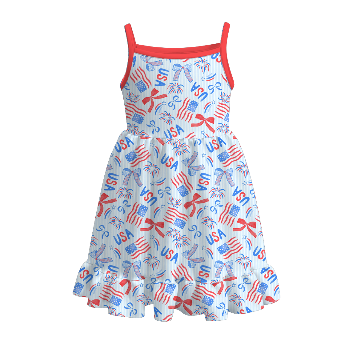 （Pre Order）Girls Patriotic Print Dress,Set&Jumpsuit