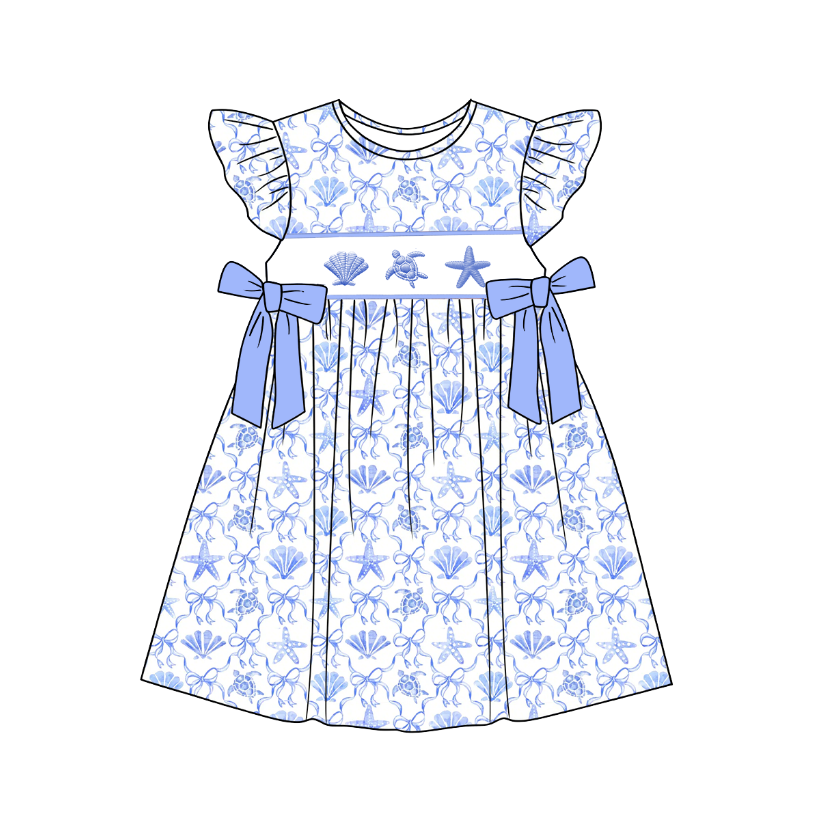 （Pre Order）Siblings Spring&Summer Seaside Embroidery Smocked Dress,Set&Romper