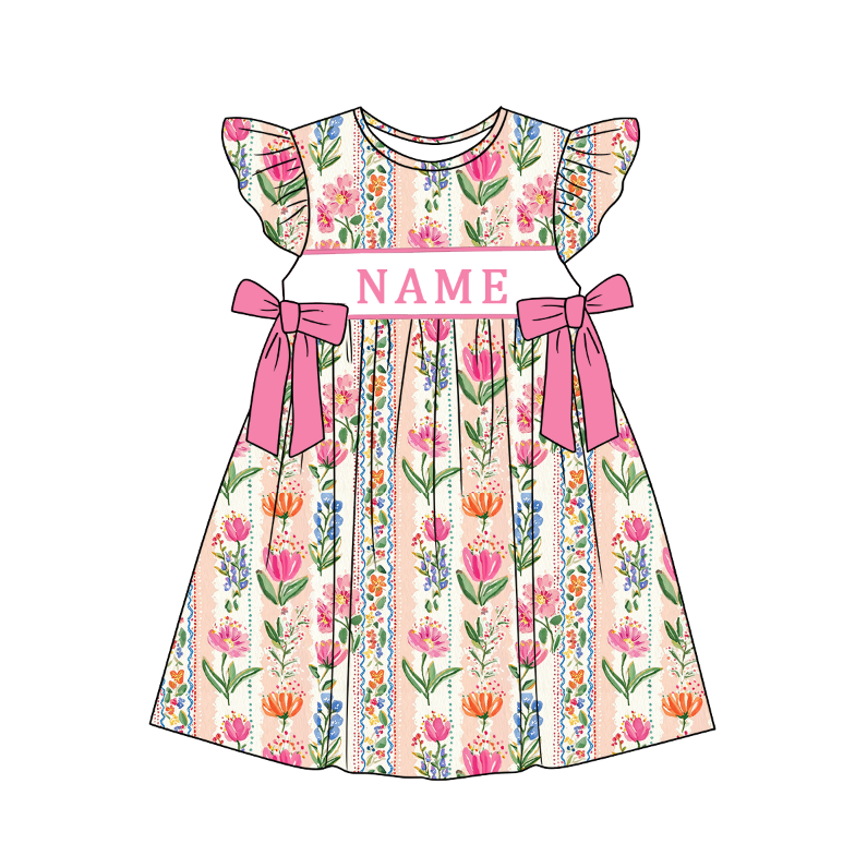 （Pre Order）Sisters Spring&Summer Floral Embroidery Smocked Dress,Set&Romper-Customized name
