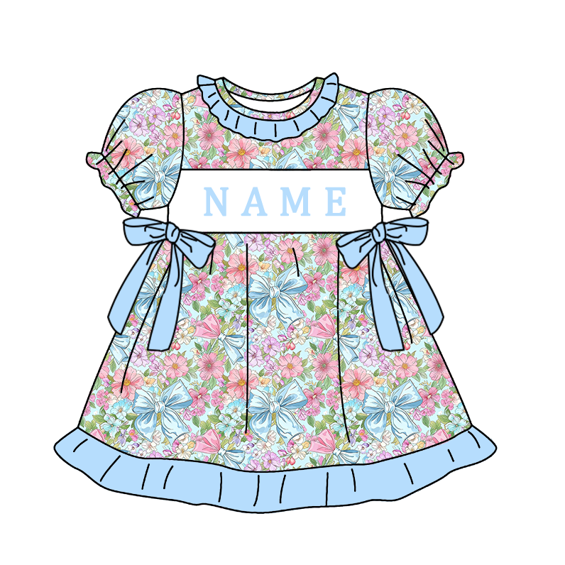 （Pre Order）Sisters Spring&Summer Floral Embroidery Smocked Dress&Romper-Customized name