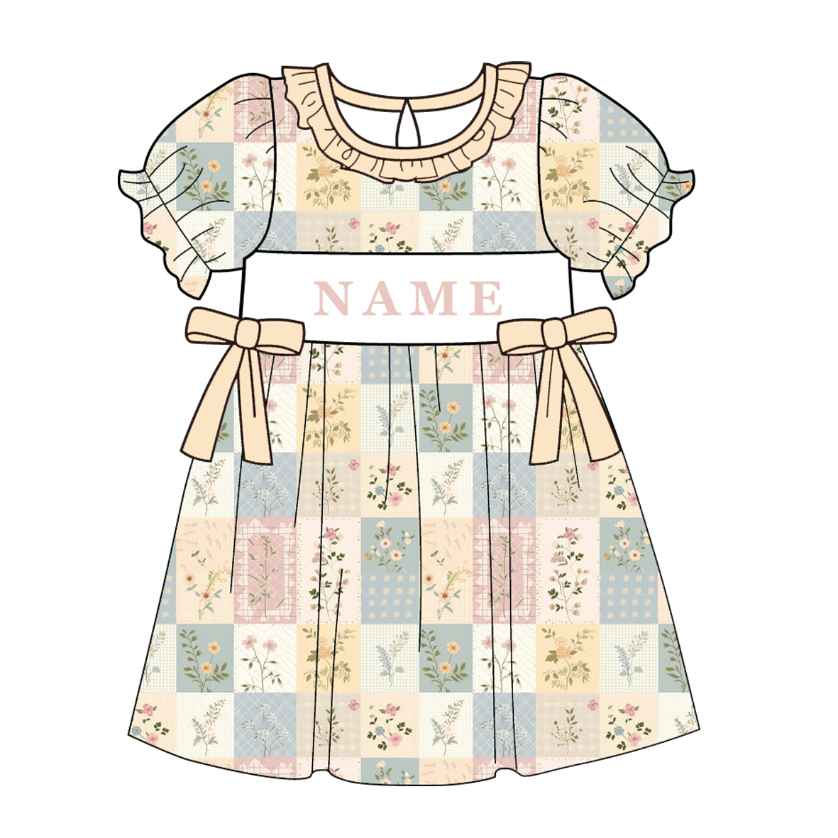 （Pre Order）Sisters Spring&Summer Floral Embroidery Smocked Dress&Romper-Customized name