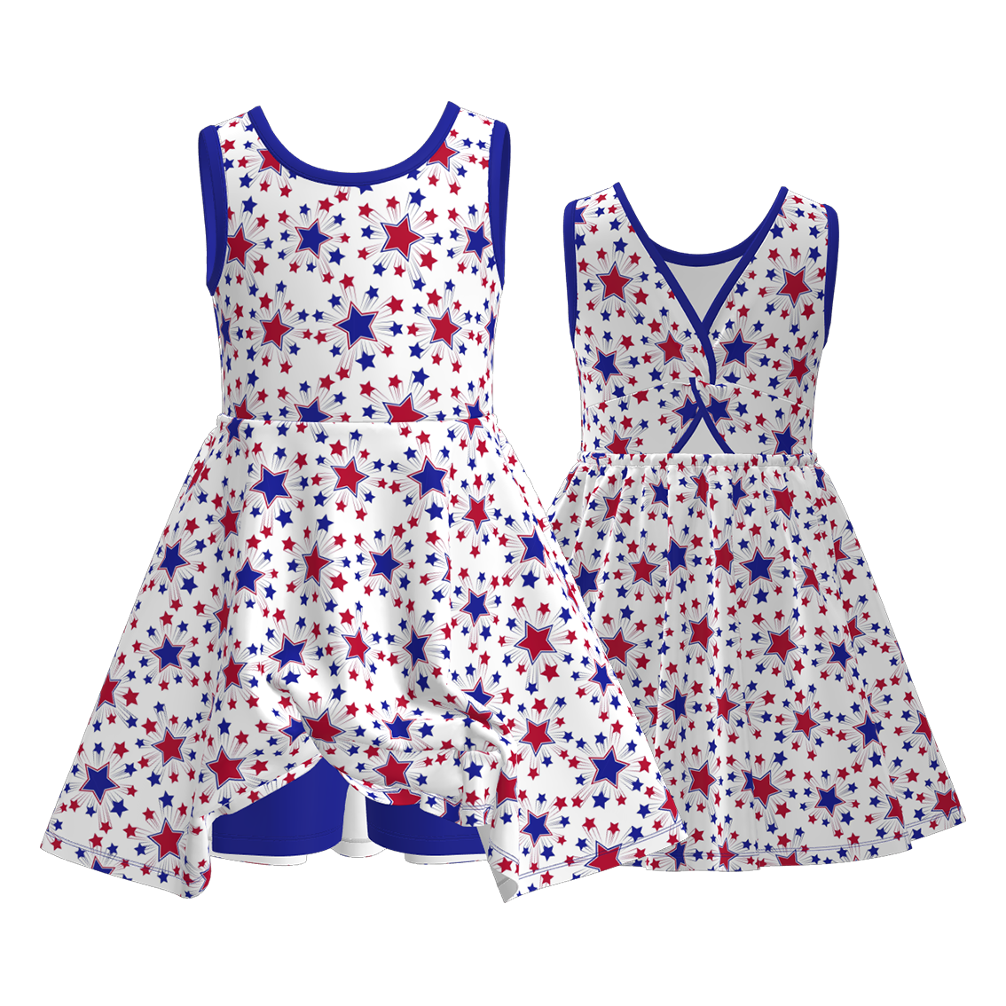 （Pre Order）Girls Patriotic Print Skort Dress-Multiple Styles