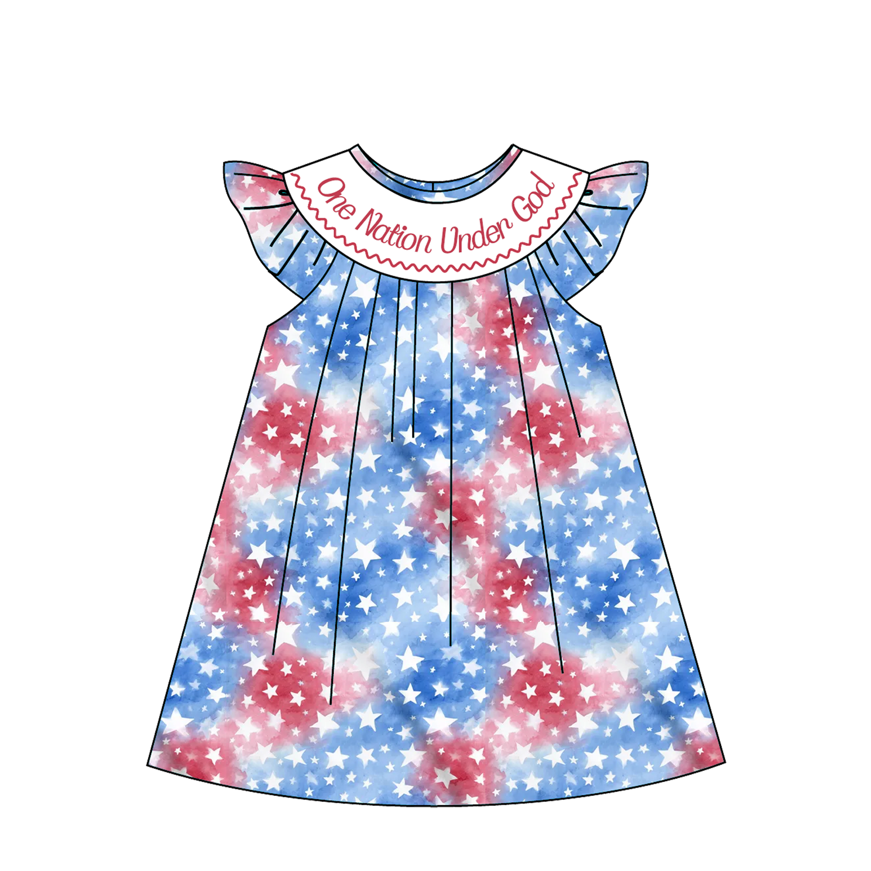 （Pre Order）Siblings Patriotic Embroidery Smocked Dress,Set&Romper-Customized name