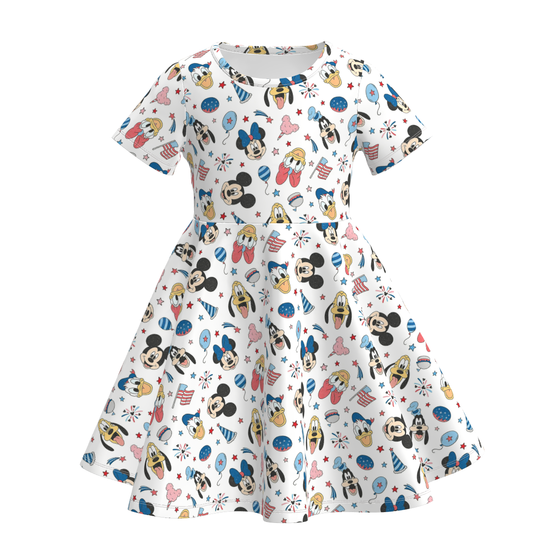 （Pre Order）Girls Patriotic Cartoon Print Dress