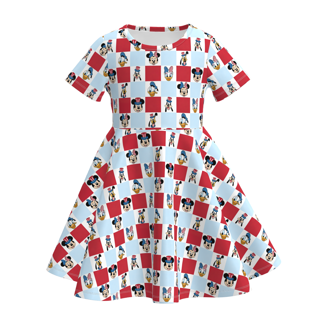 （Pre Order）Girls Patriotic Cartoon Print Dress