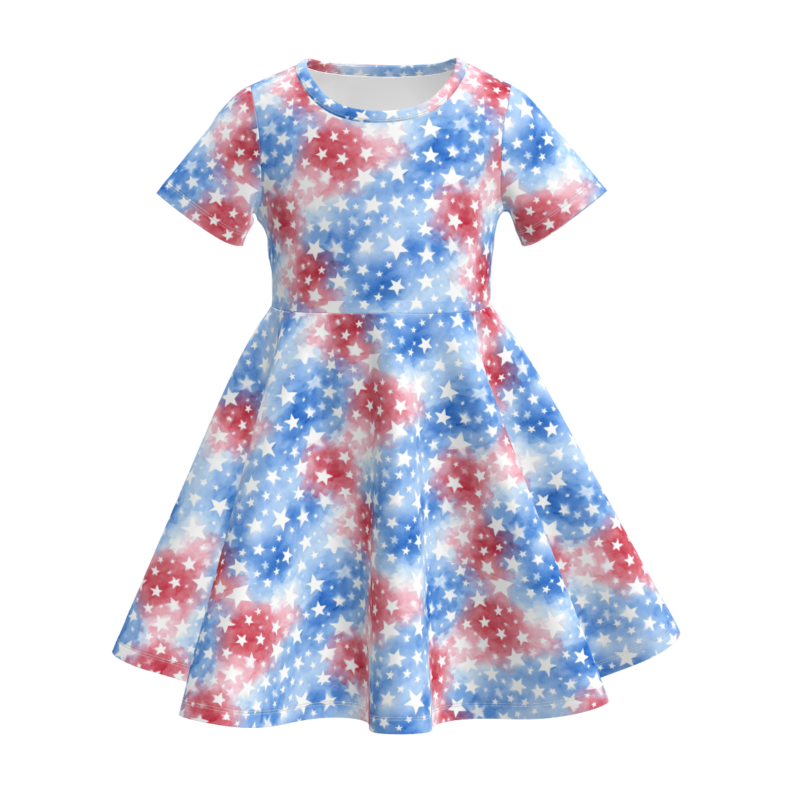 （Pre Order）Girls Patriotic Cartoon Print Dress