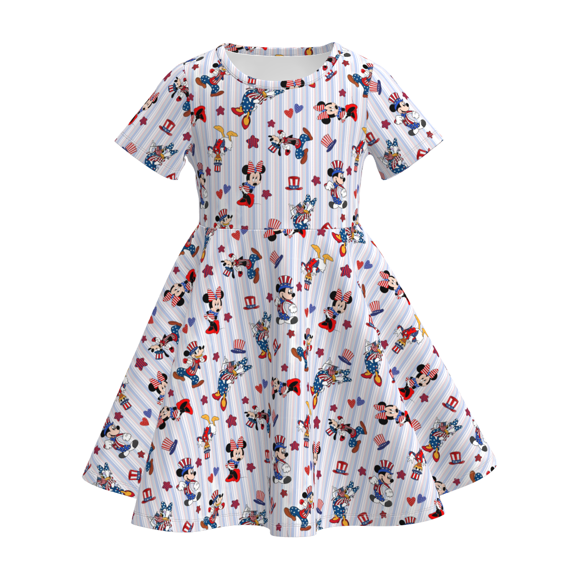 （Pre Order）Girls Patriotic Cartoon Print Dress