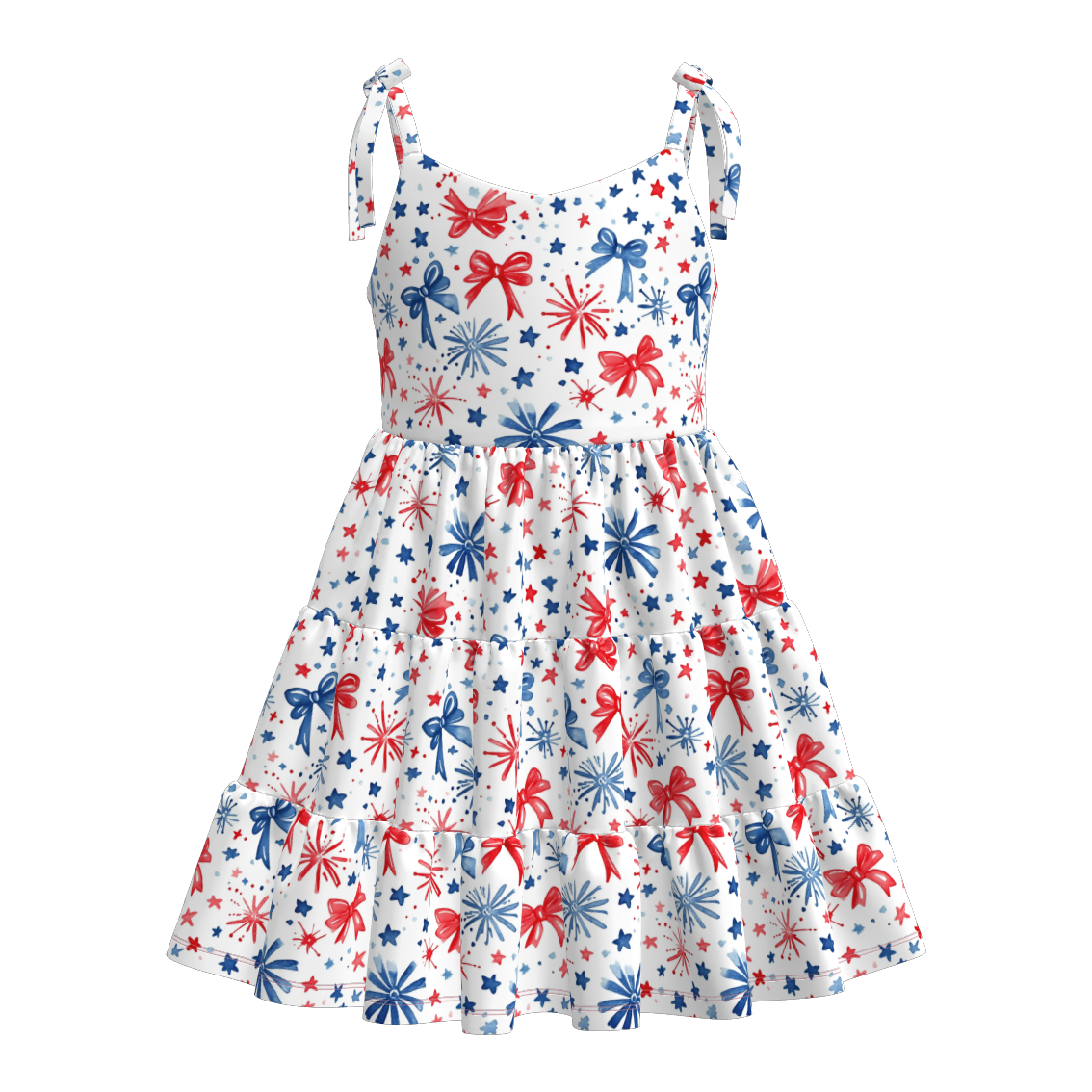（Pre Order）Mommy and Me Patriotic Print Slip Dress-Multiple Styles