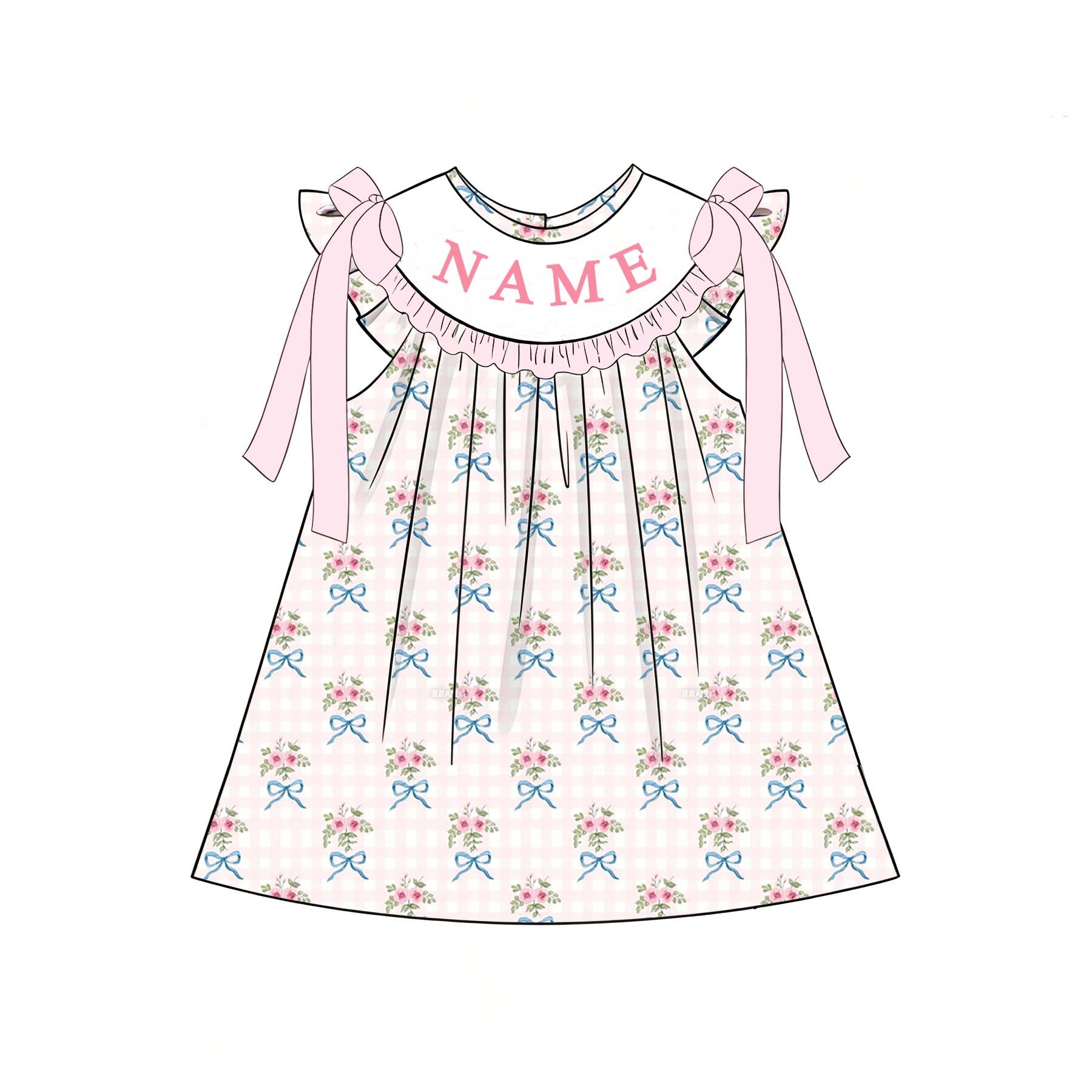 （Pre Order）Sisters Spring&Summer Floral Embroidery Smocked Dress&Romper-Customized Name