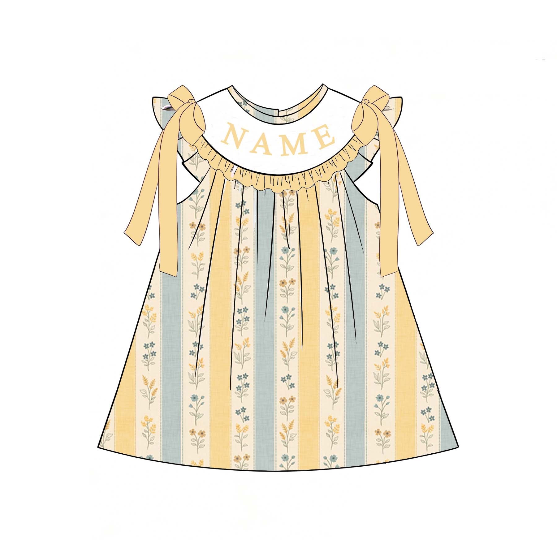 （Pre Order）Sisters Spring&Summer Floral Embroidery Smocked Dress&Romper-Customized Name