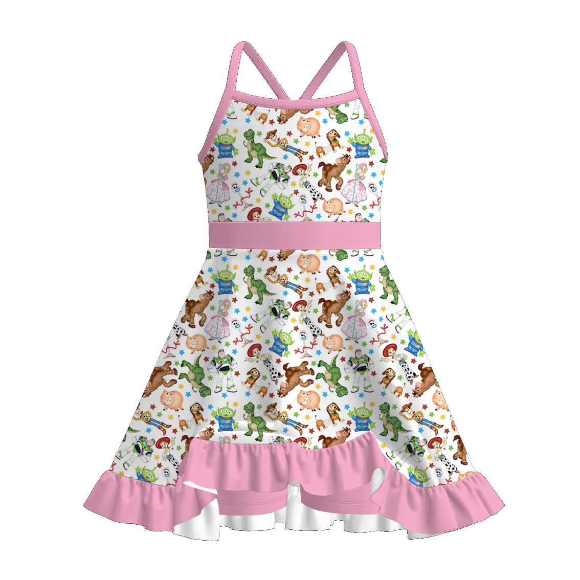 （Pre Order）Family Spring&Summer Cartoon Toy Print Dress,Set&Jumpsuit
