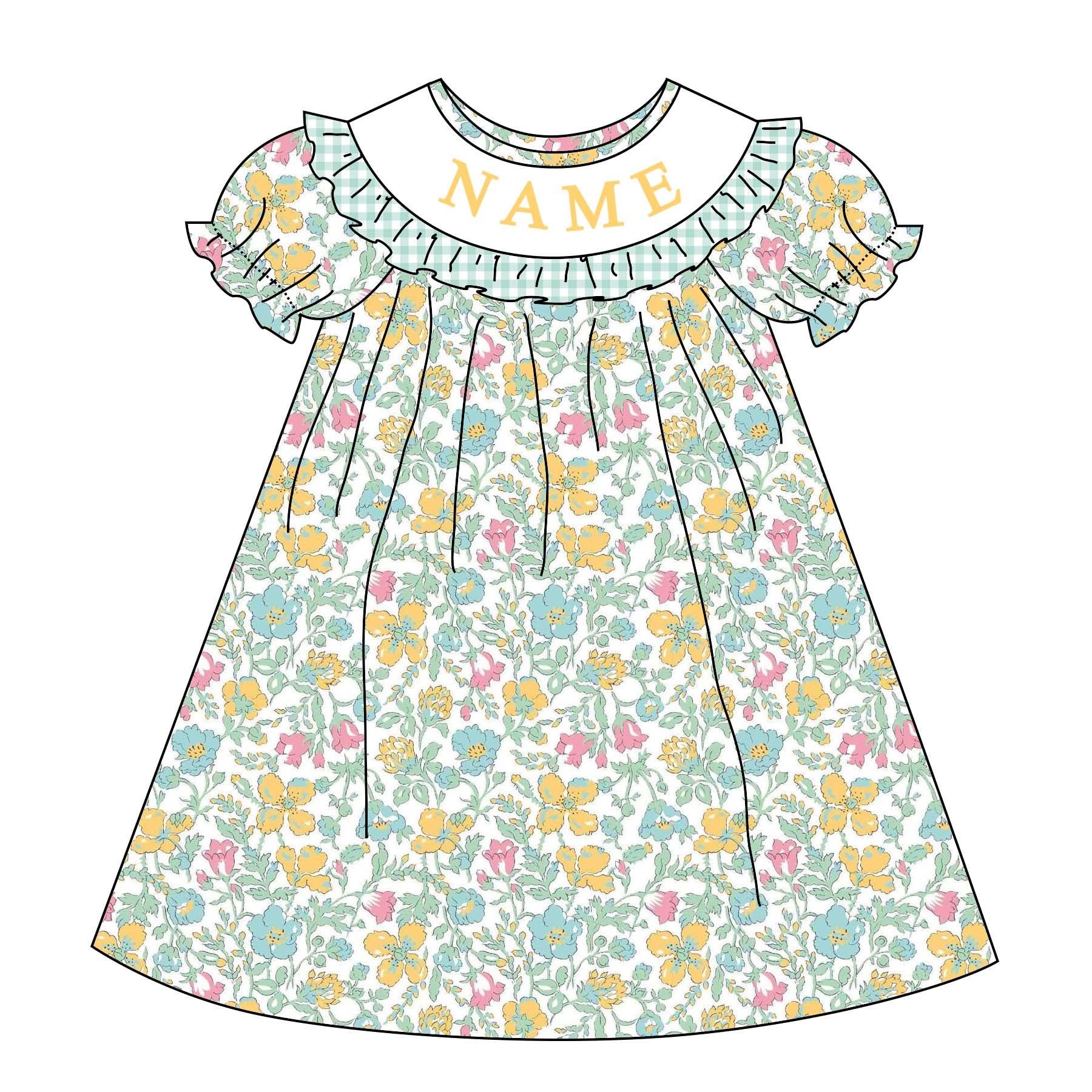 （Pre Order）Sisters Summer Child of God Embroidery Smocked Dress&Romper-Customized Name