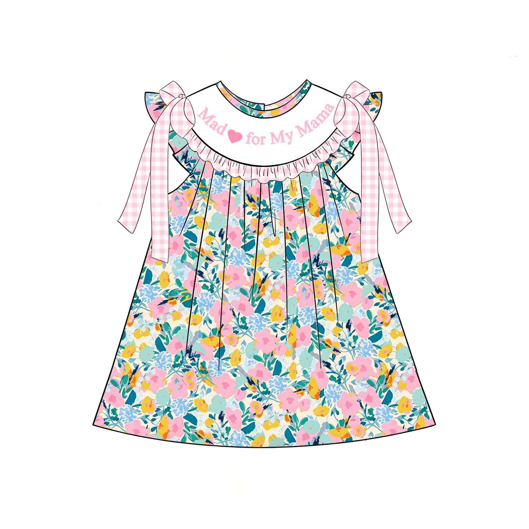 （Pre Order）Sisters Mother's Day Embroidery Smocked Dress&Romper-Customized Name