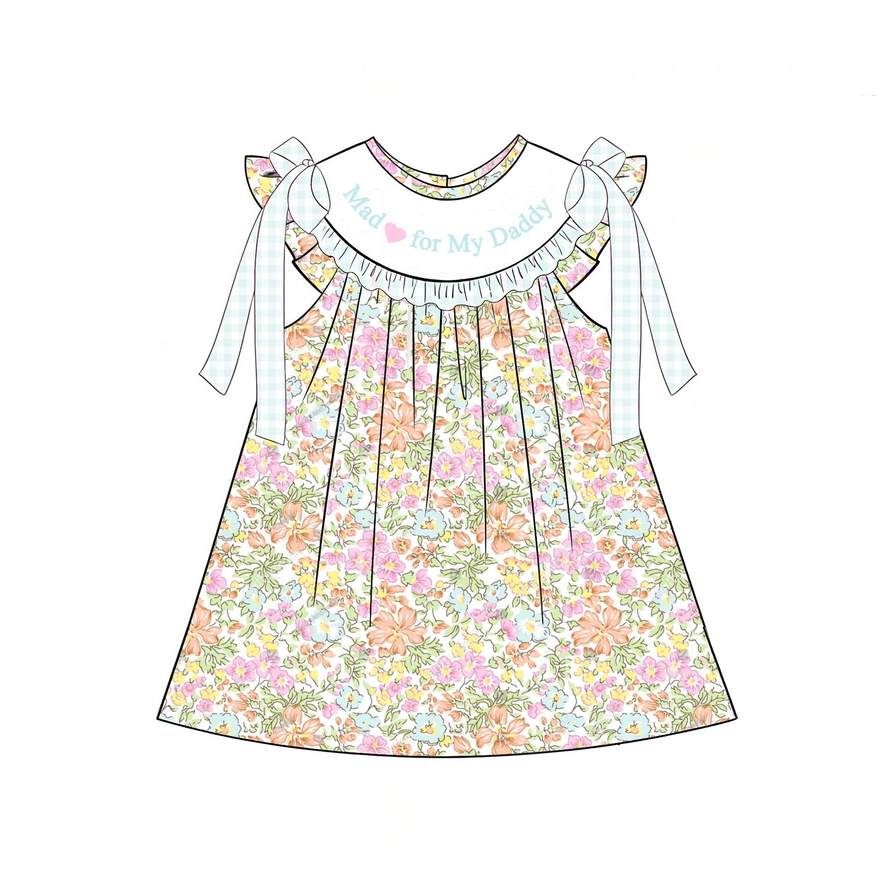 （Pre Order）Sisters Mother's Day Embroidery Smocked Dress&Romper-Customized Name