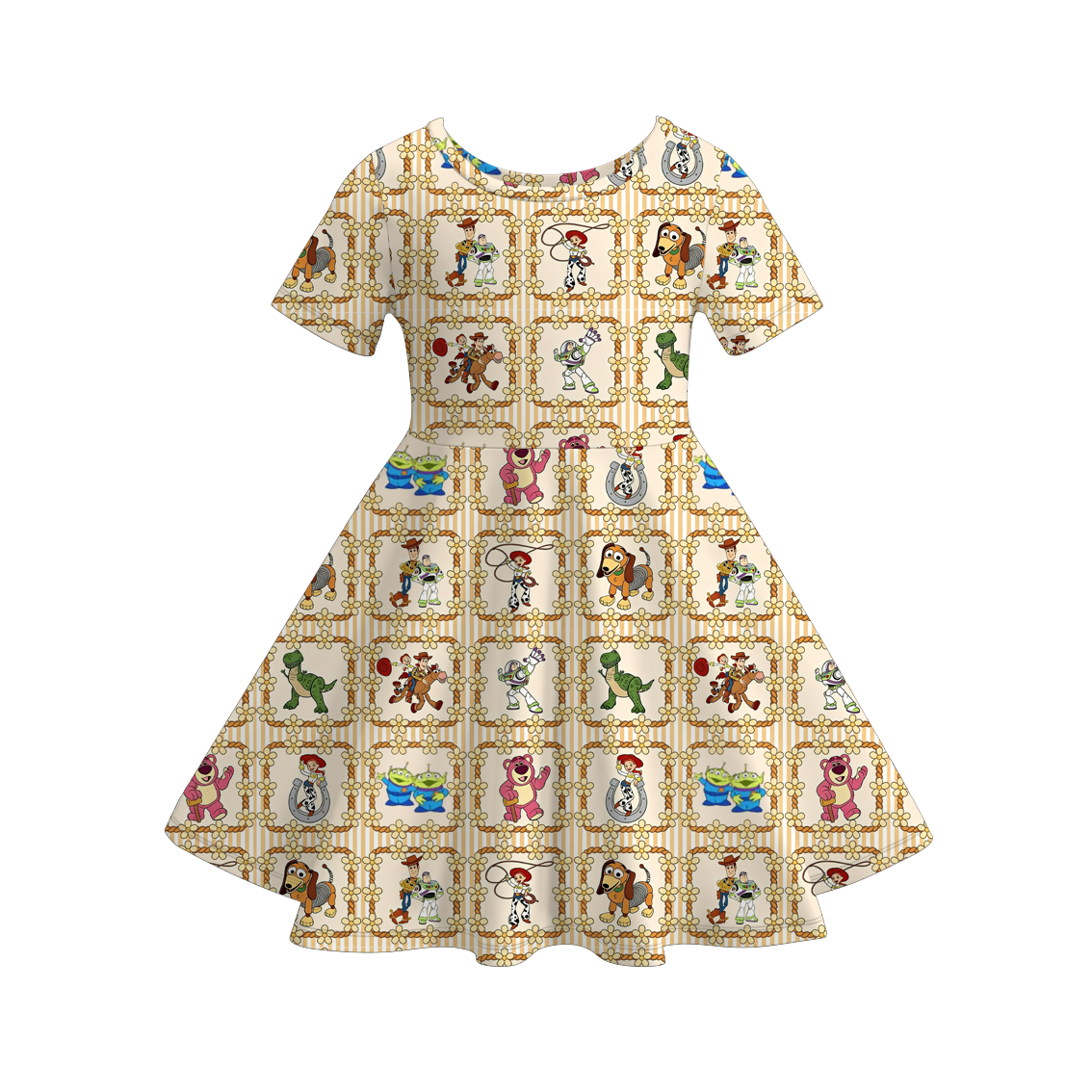 （Pre Order+Prepack Zone）Girls Cartoon Toy Print Dress（Mix Size）