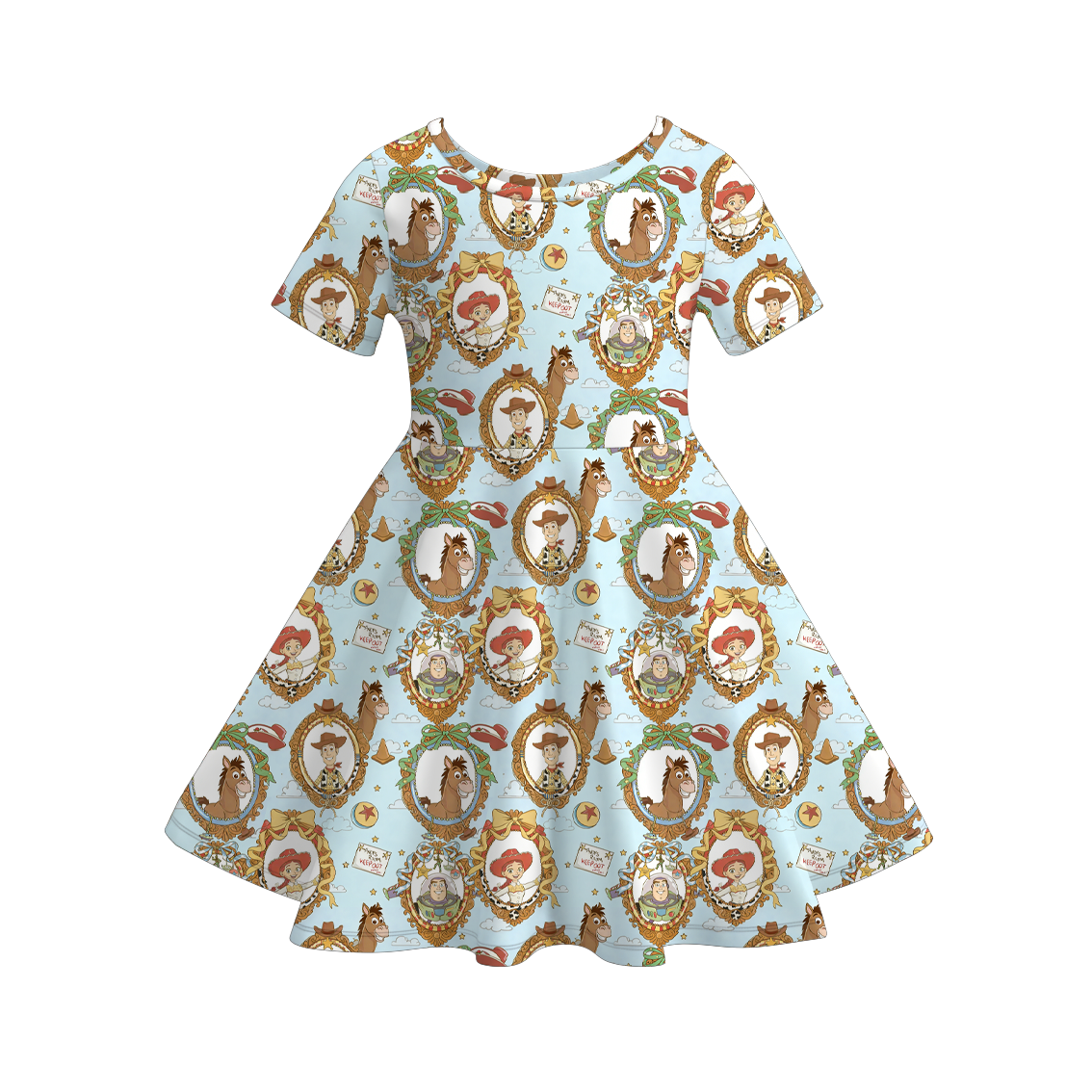 （Pre Order+Prepack Zone）Girls Cartoon Toy Print Dress（Mix Size）