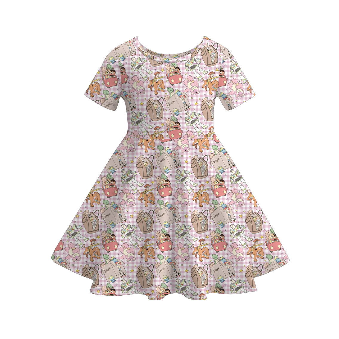 （Pre Order+Prepack Zone）Girls Cartoon Toy Print Dress（Mix Size）