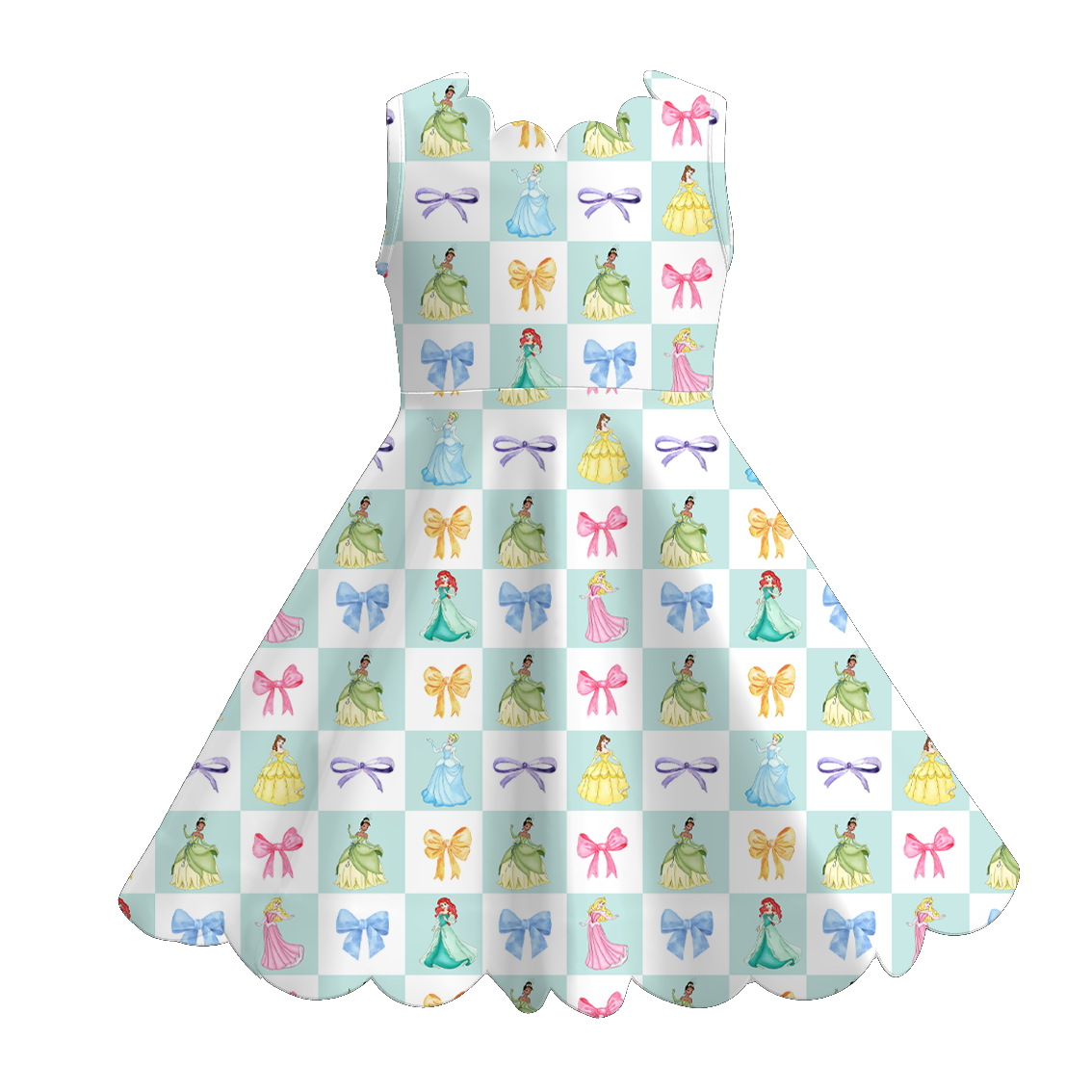 （Pre Order+Prepack Zone）Girls Cartoon&Princess Print Scallop Dress（Mix Size）
