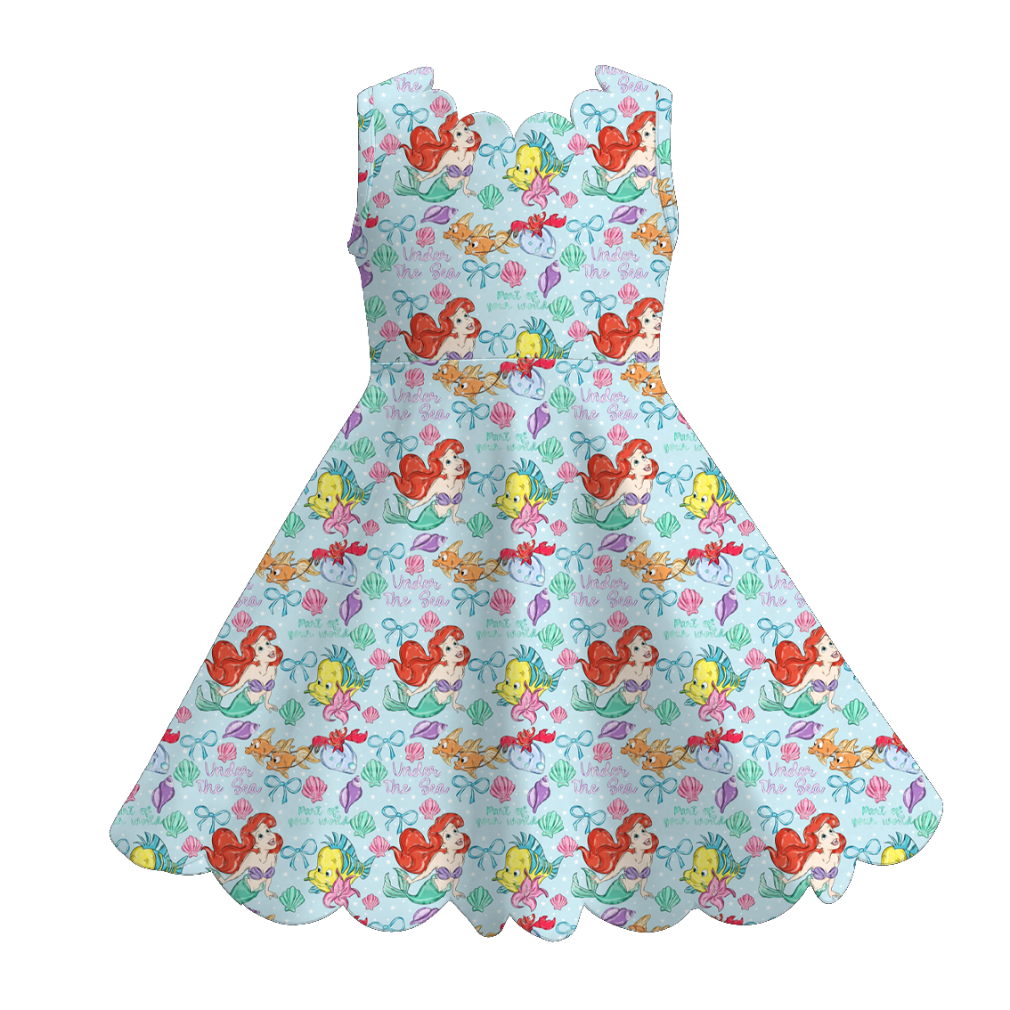 （Pre Order+Prepack Zone）Girls Cartoon&Princess Print Scallop Dress（Mix Size）