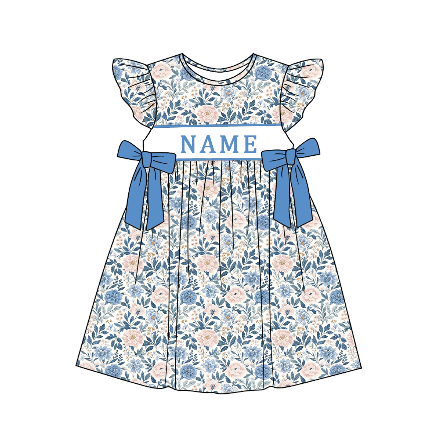 （Pre Order）Siblings Spring&Summer Floral Embroidery Smocked Dress,Set&Romper-Customized name