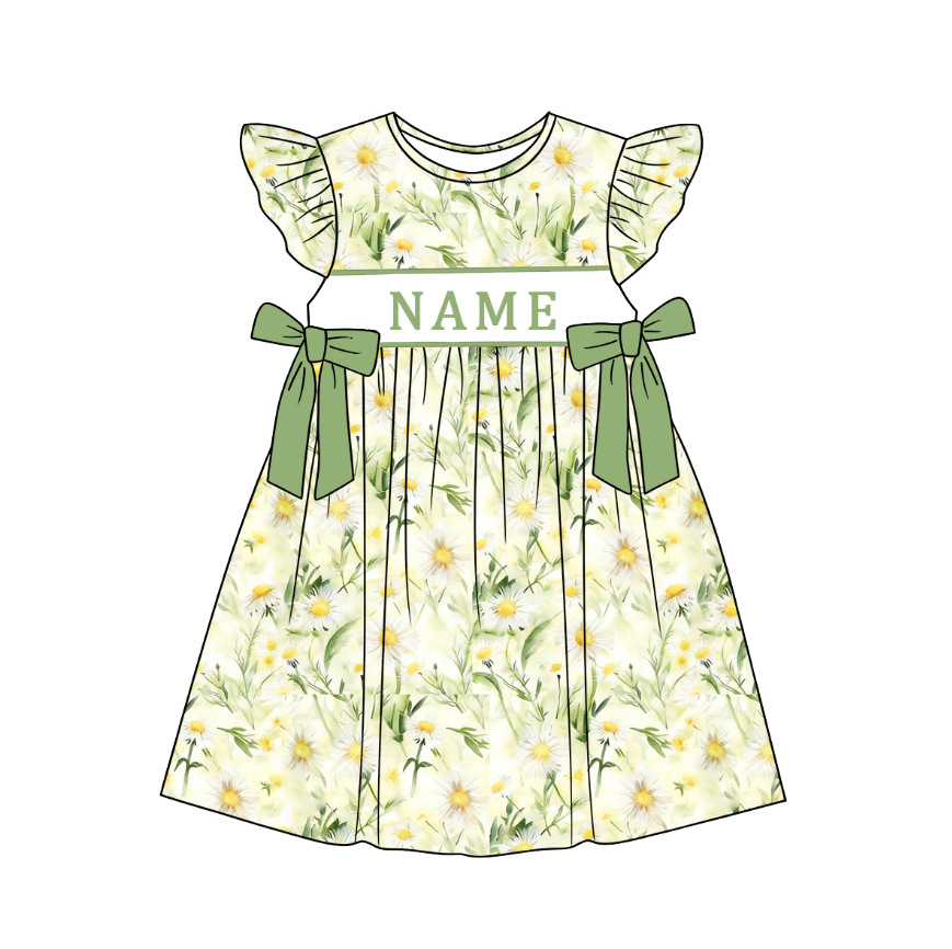 （Pre Order）Siblings Spring&Summer Daisy Embroidery Smocked Dress,Set&Romper-Customized name