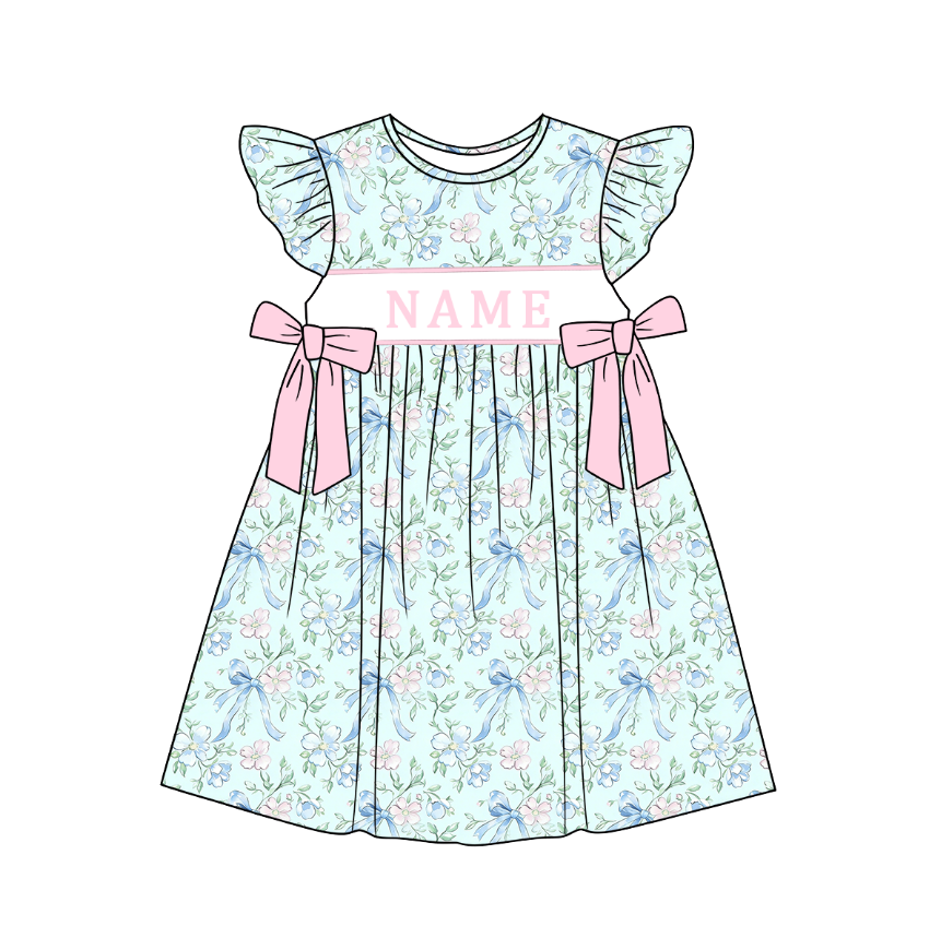 （Pre Order）Sisters Spring&Summer Floral Embroidery Smocked Dress,Set&Romper-Customized name